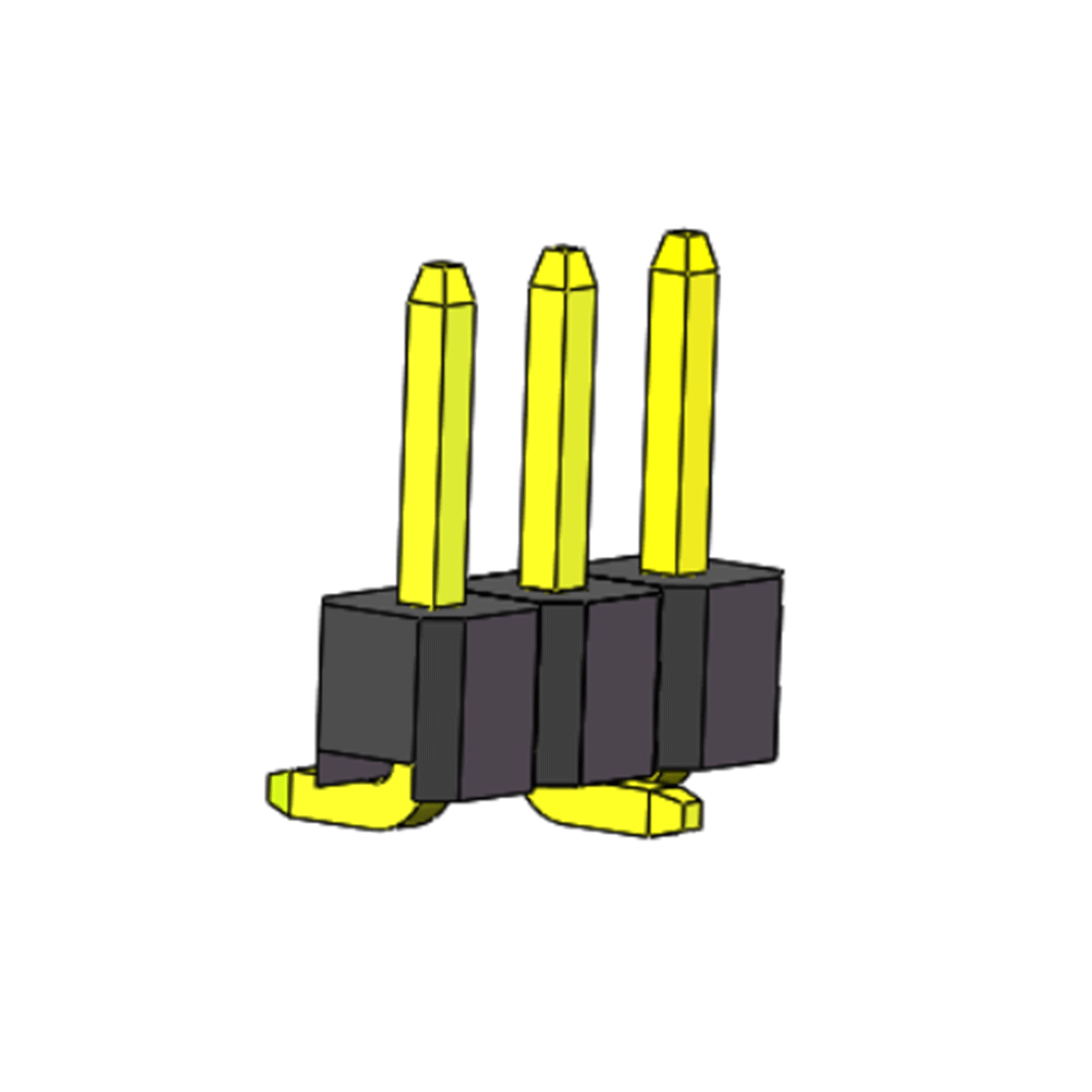 PH2541 排针连接器 Pitch 2.54mm 180°单排 H2.0W2.5 SMT+CAP 排针 PC: 4.8MM 03Pin 黑色 镀全金G/F